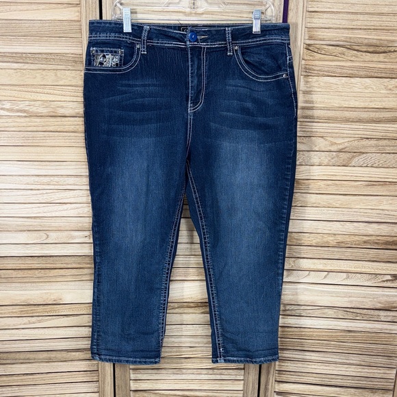 Cato Denim - Cato Jeans Dark Blue Denim Capri Plus Size 16